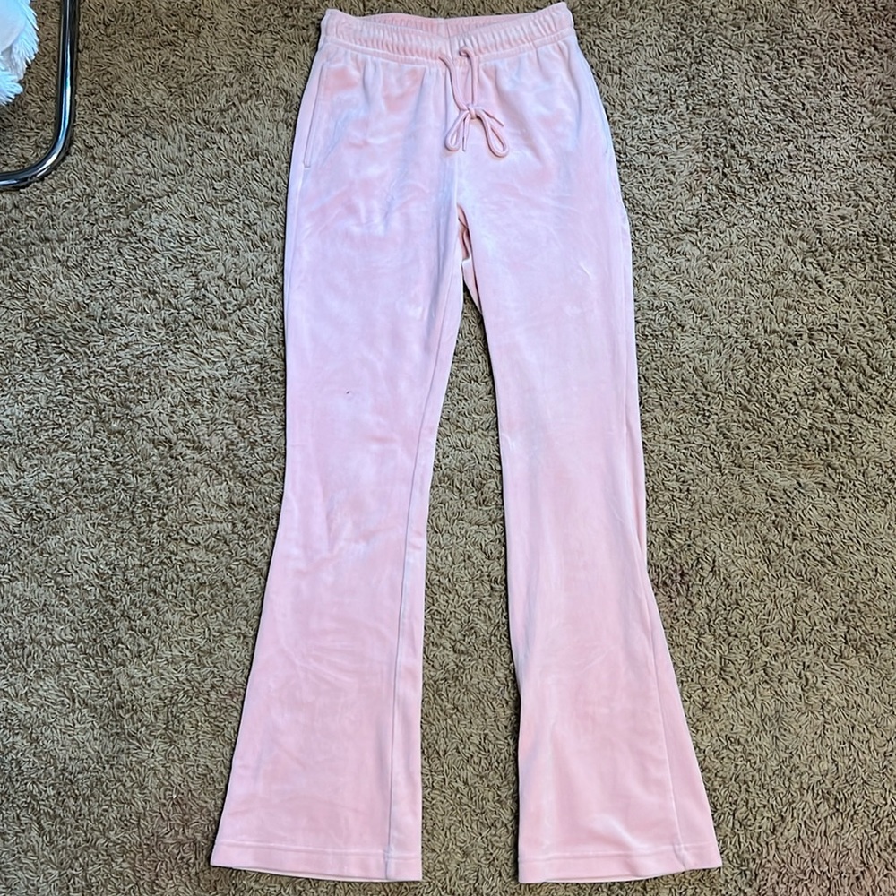pink velvet pants